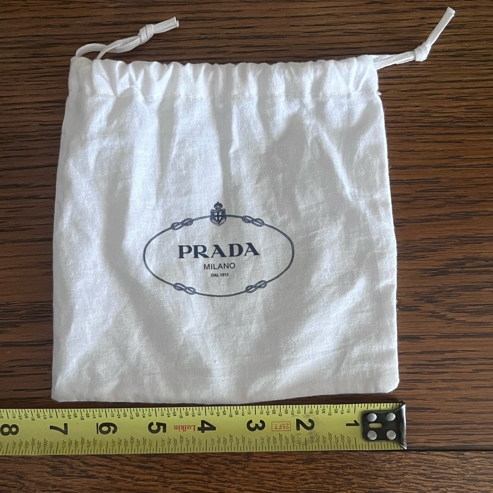 PRADA MINI WHITE DRAWSTRING DUST BAG 7” x 7”